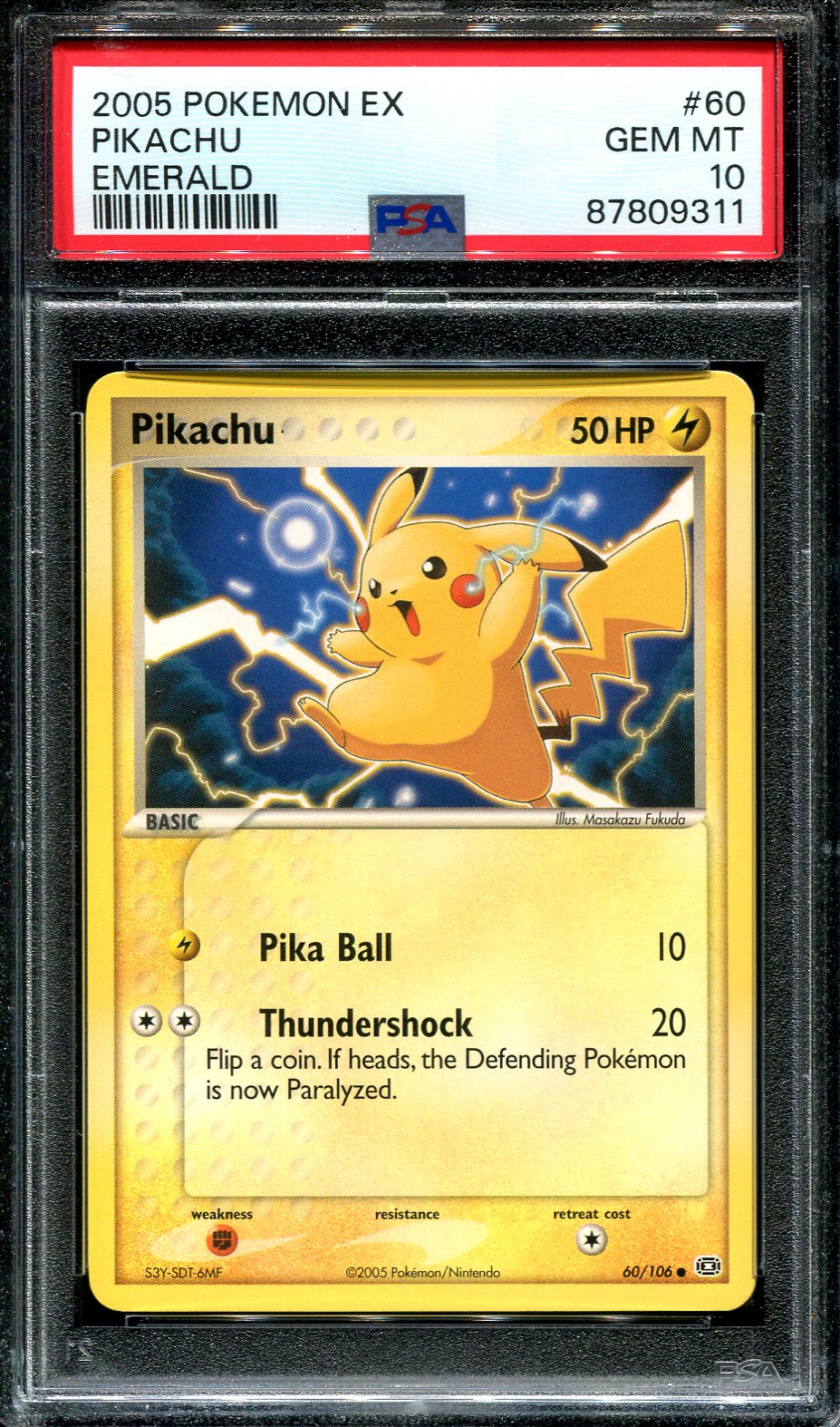 PIKACHU 60/106 POKEMON PSA 10 EX EMERALD