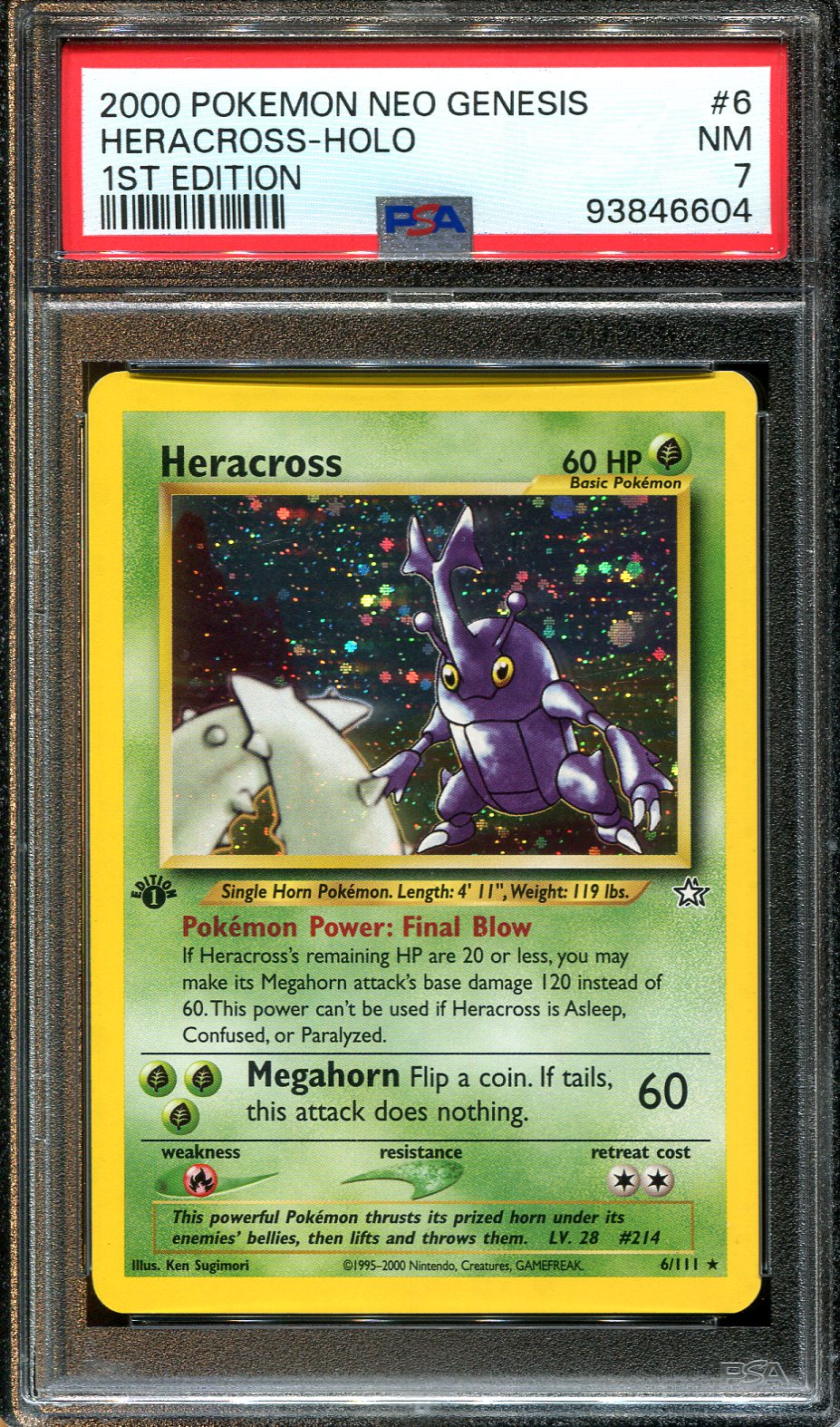 HERACROSS 6/111 POKEMON PSA 7 NEO GENESIS FIRST EDITION HOLO RARE