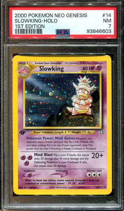 SLOWKING 14/111 POKEMON PSA 7 NEO GENESIS FIRST EDITION HOLO RARE