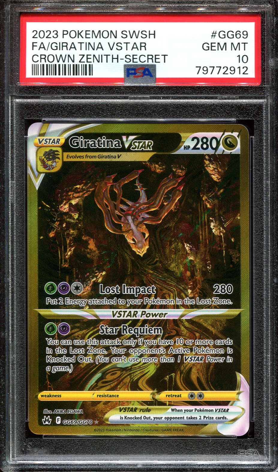 GIRATINA VSTAR GG69/GG70 POKEMON PSA 10 CROWN ZENITH SECRET RARE