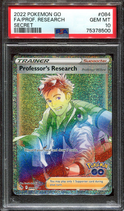 PROFESSOR'S RESEARCH 084/078 POKEMON PSA 10 POKEMON GO SECRET RARE