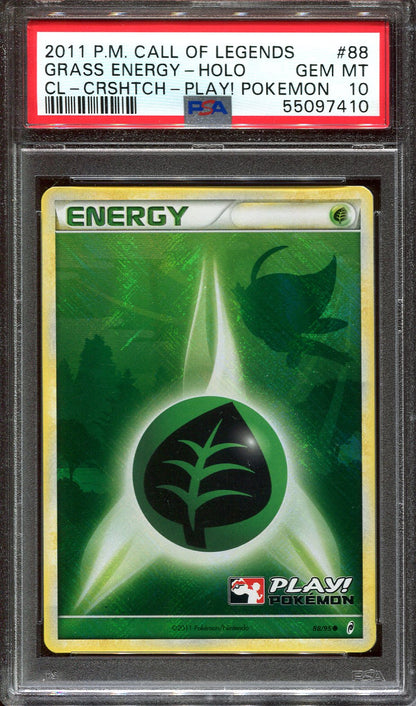 GRASS ENERGY 88/95 POKEMON PSA 10 PLAY! POKEMON CROSSHATCH HOLO