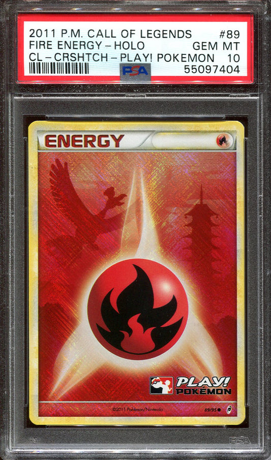 FIRE ENERGY 89/95 POKEMON PSA 10 PLAY! POKEMON CROSSHATCH HOLO