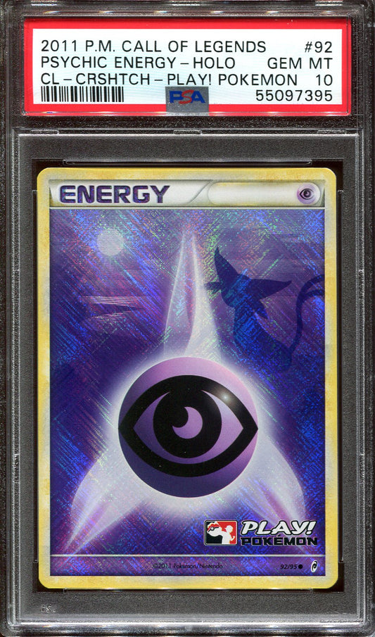 PSYCHIC ENERGY 92/95 POKEMON PSA 10 PLAY! POKEMON CROSSHATCH HOLO