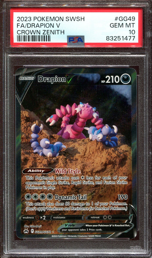 DRAPION V GG49/GG70 POKEMON PSA 10 CROWN ZENITH