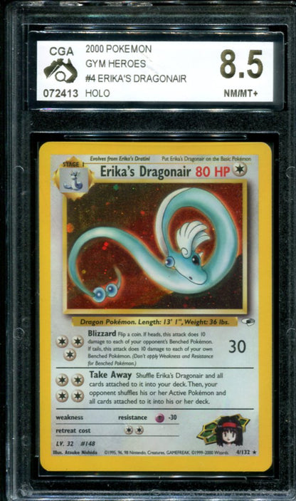 ERIKA'S DRAGONAIR 4/132 CGA 8.5 POKEMON GYM HEROES HOLO RARE