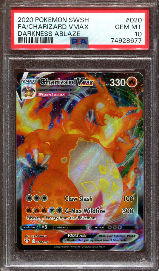 CHARIZARD VMAX 020/189 POKEMON PSA 10 DARKNESS ABLAZE