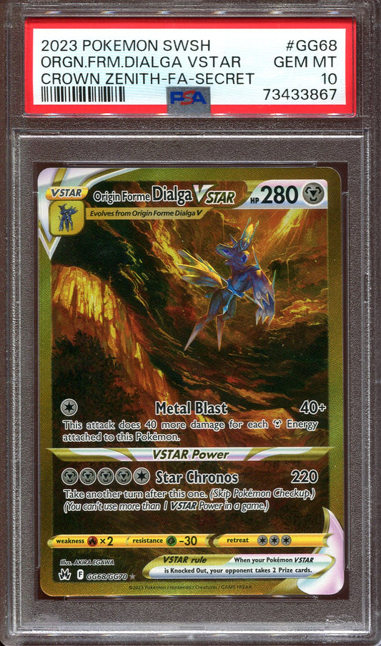 ORIGIN FORME DIALGA VSTAR GG68/GG70 POKEMON PSA 10 CROWN ZENITH SECRET RARE