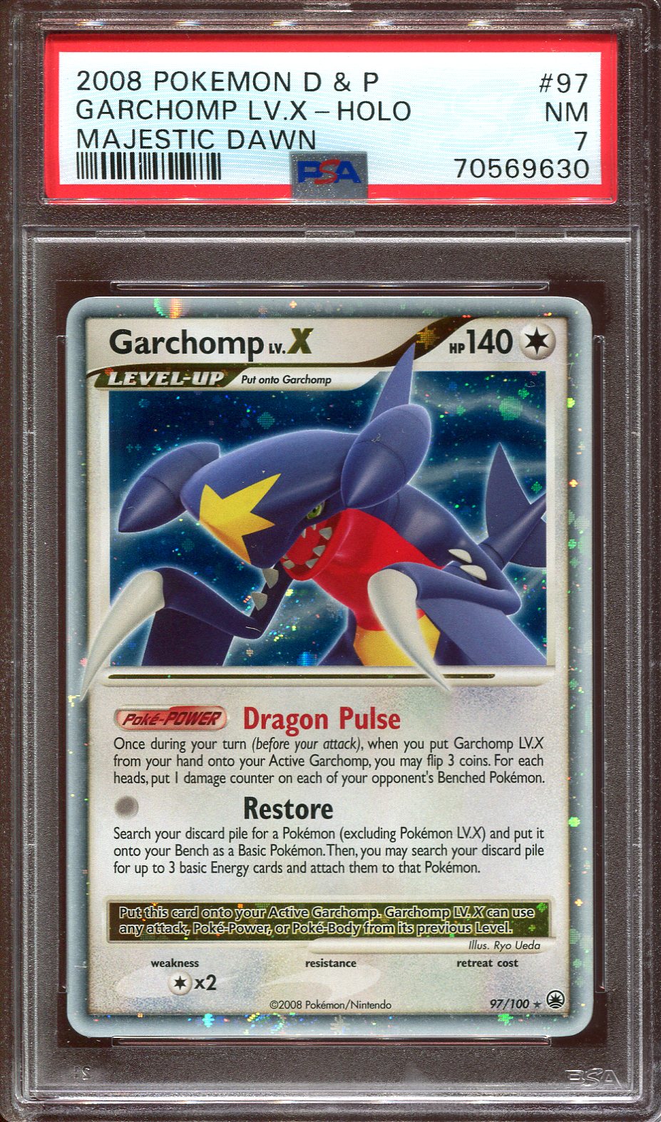 GARCHOMP LV.X 97/100 POKEMON PSA 7 MAJESTIC DAWN HOLO