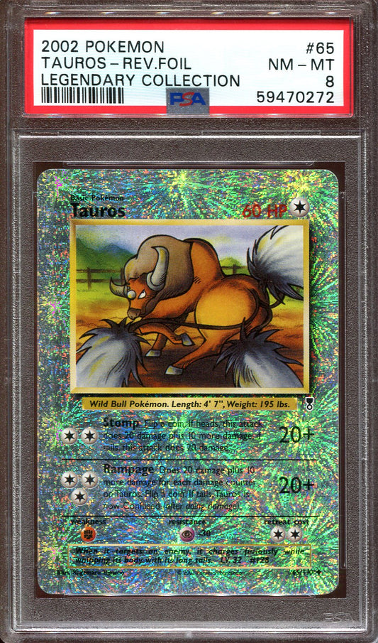 TAUROS 65/110 POKEMON PSA 8 LEGENDARY COLLECTION REVERSE HOLO