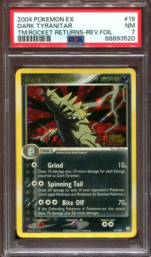 DARK TYRANITAR 19/109 POKEMON PSA 7 TEAM ROCKET RETURNS REVERSE HOLO