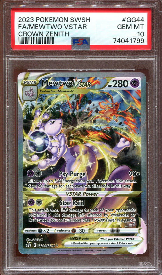 MEWTWO VSTAR GG44/GG70 POKEMON PSA 10 CROWN ZENITH FULL ART