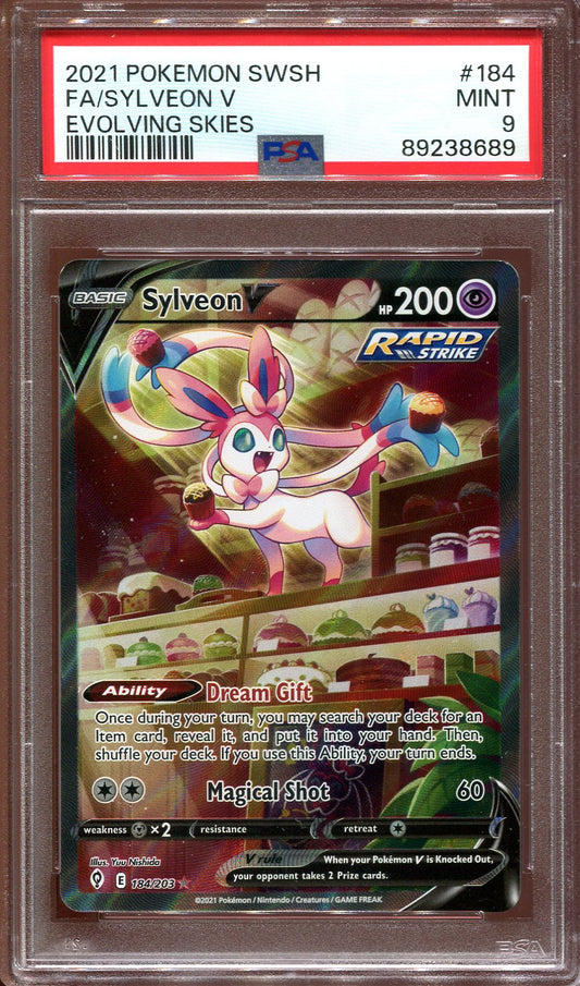 SYLVEON V 184/203 POKEMON PSA 9 EVOLVING SKIES ALTERNATE ART