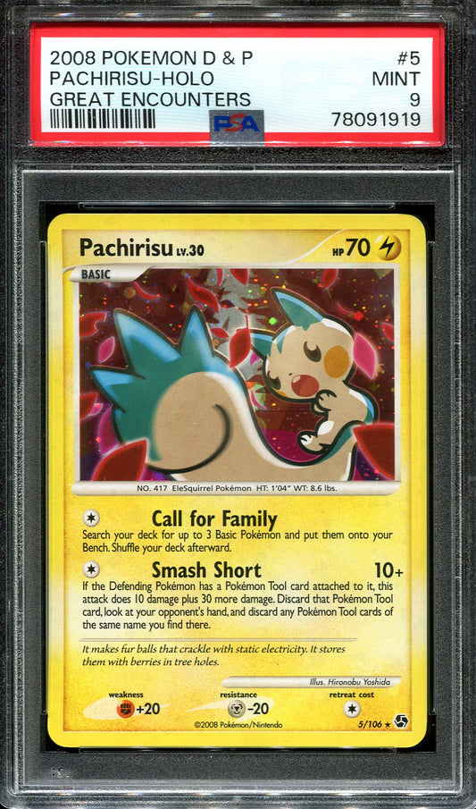 PACHIRISU 5/106 POKEMON PSA 9 GREAT ENCOUNTERS HOLO