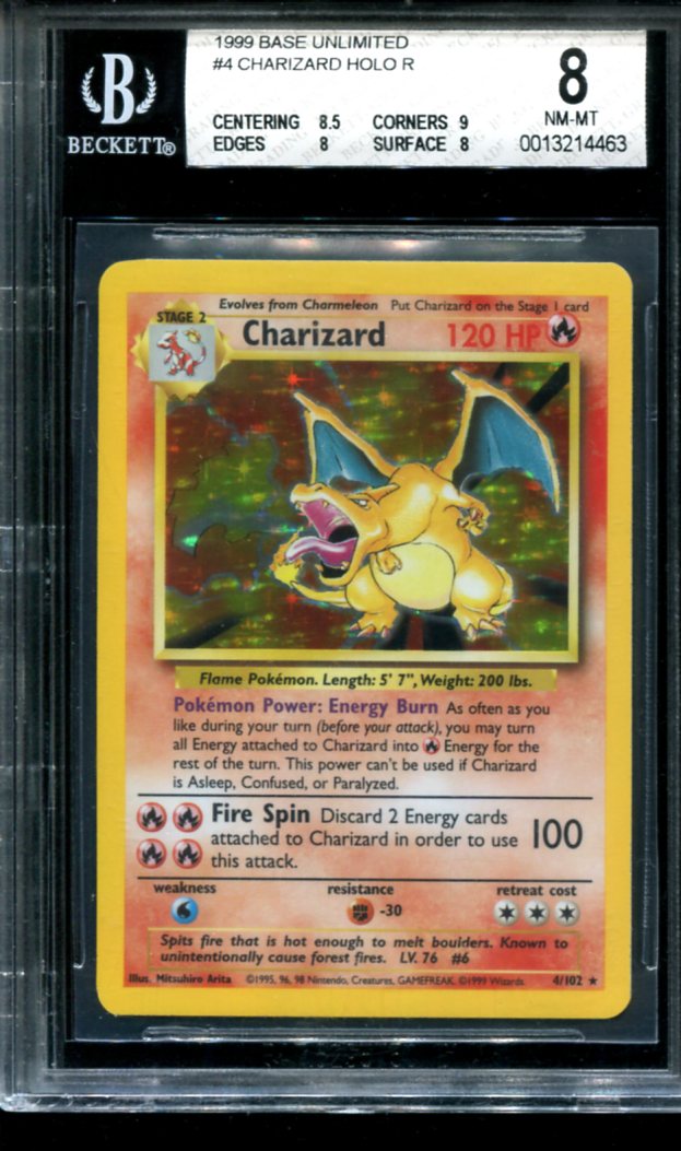 CHARIZARD 4/102 BGS 8 POKEMON BASE SET HOLO RARE