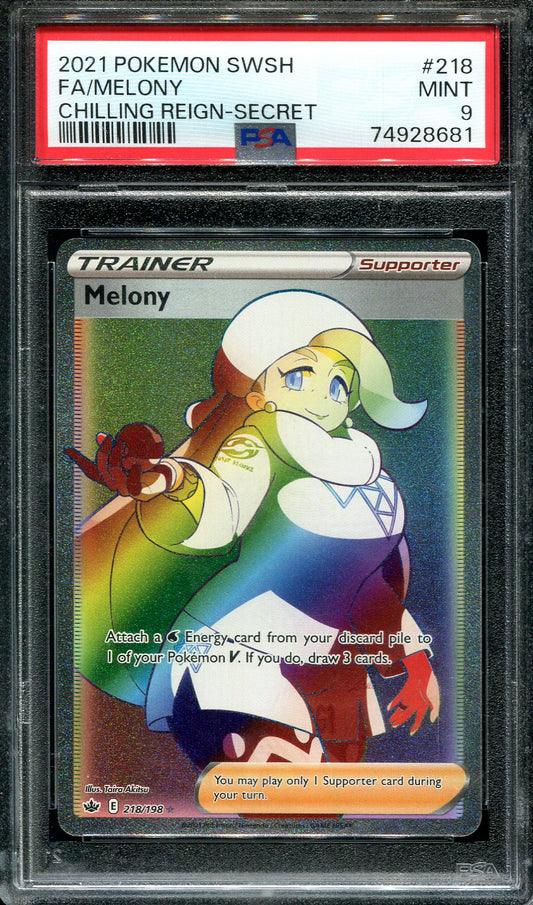 MELONY 218/198 POKEMON PSA 9 CHILLING REIGN SECRET RARE