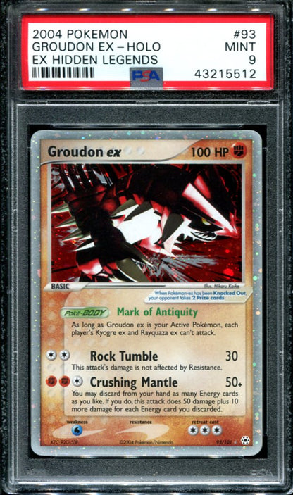 GROUDON EX 93/101 PSA 9 POKEMON EX HIDDEN LEGENDS HOLO RARE