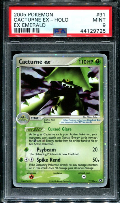 CACTURNE EX 91/106 PSA 9 POKEMON EX EMERALS HOLO RARE