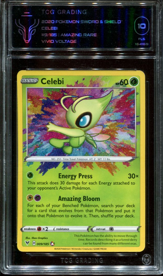 CELEBI 009/185 TCG 10 POKEMON VIVID VOLTAGE AMAZING RARE HOLO