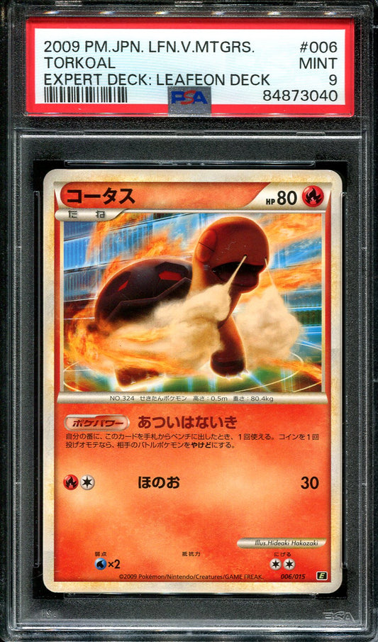 TORKOAL 006/015 POKEMON PSA 9 JAPANESE LEAFEON EXPERT DECK