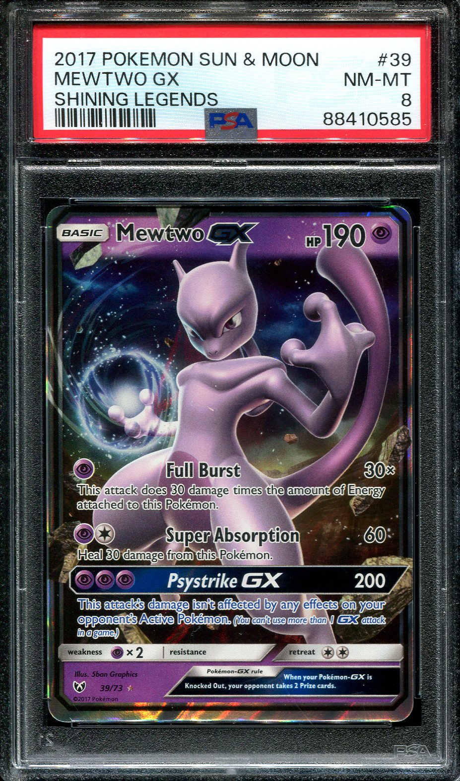 MEWTWO GX 39/73 POKEMON PSA 8 SHINING LEGENDS