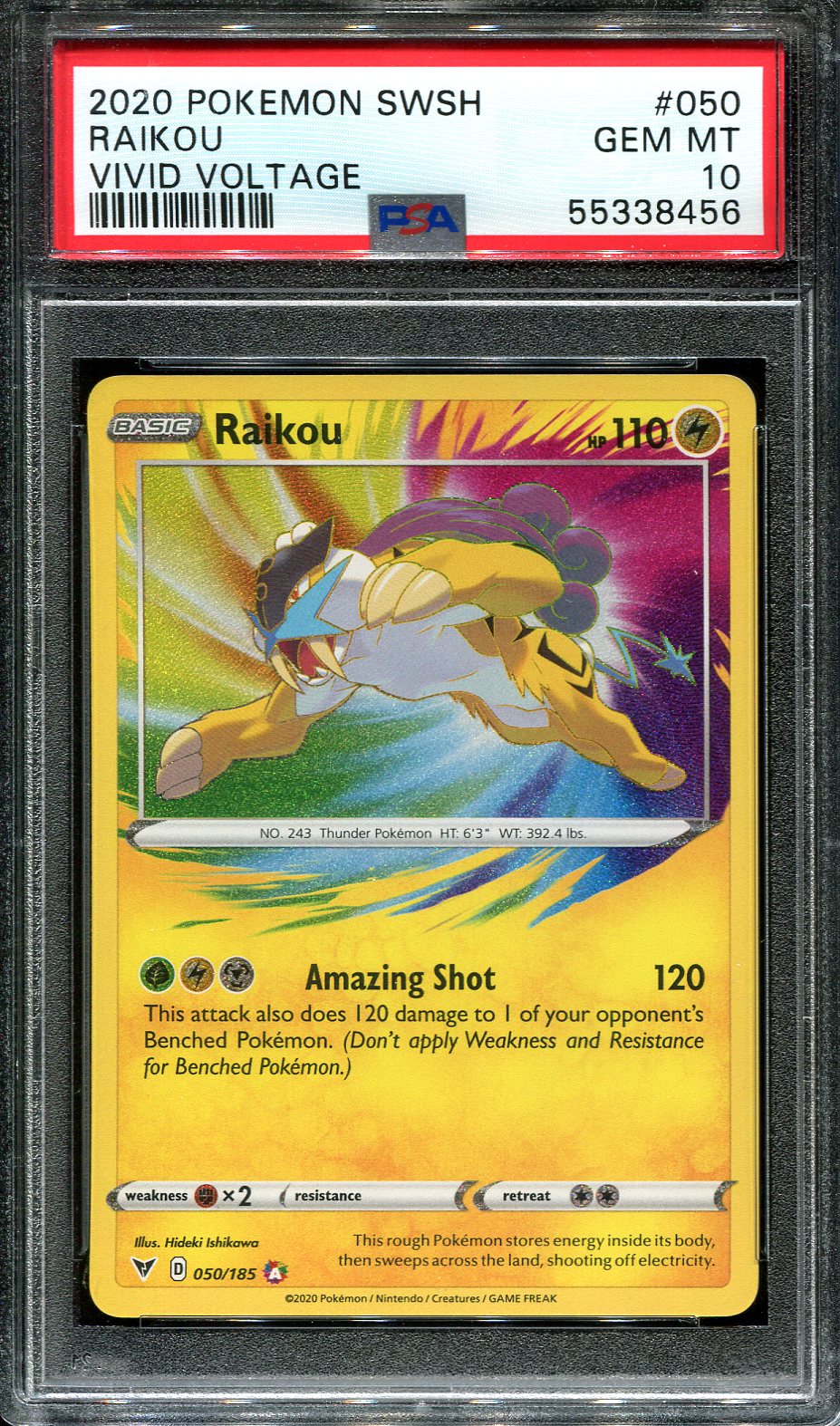 RAIKOU 050/185 POKEMON PSA 10 VIVID VOLTAGE AMAZING RARE