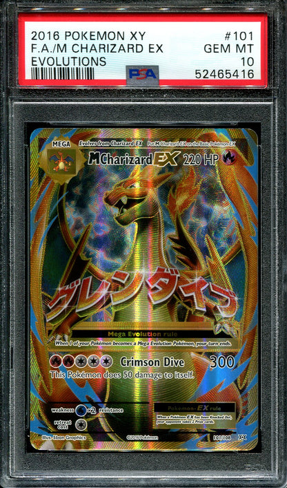 M CHARIZARD EX 101/108 POKEMON PSA 10 XY EVOLUTIONS FULL ART ULTRA RARE