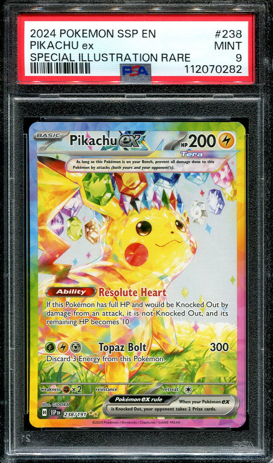 PIKACHU EX 238/191 PSA 9 POKEMON SURGING SPARKS SPECIAL ILLUSTRATION RARE