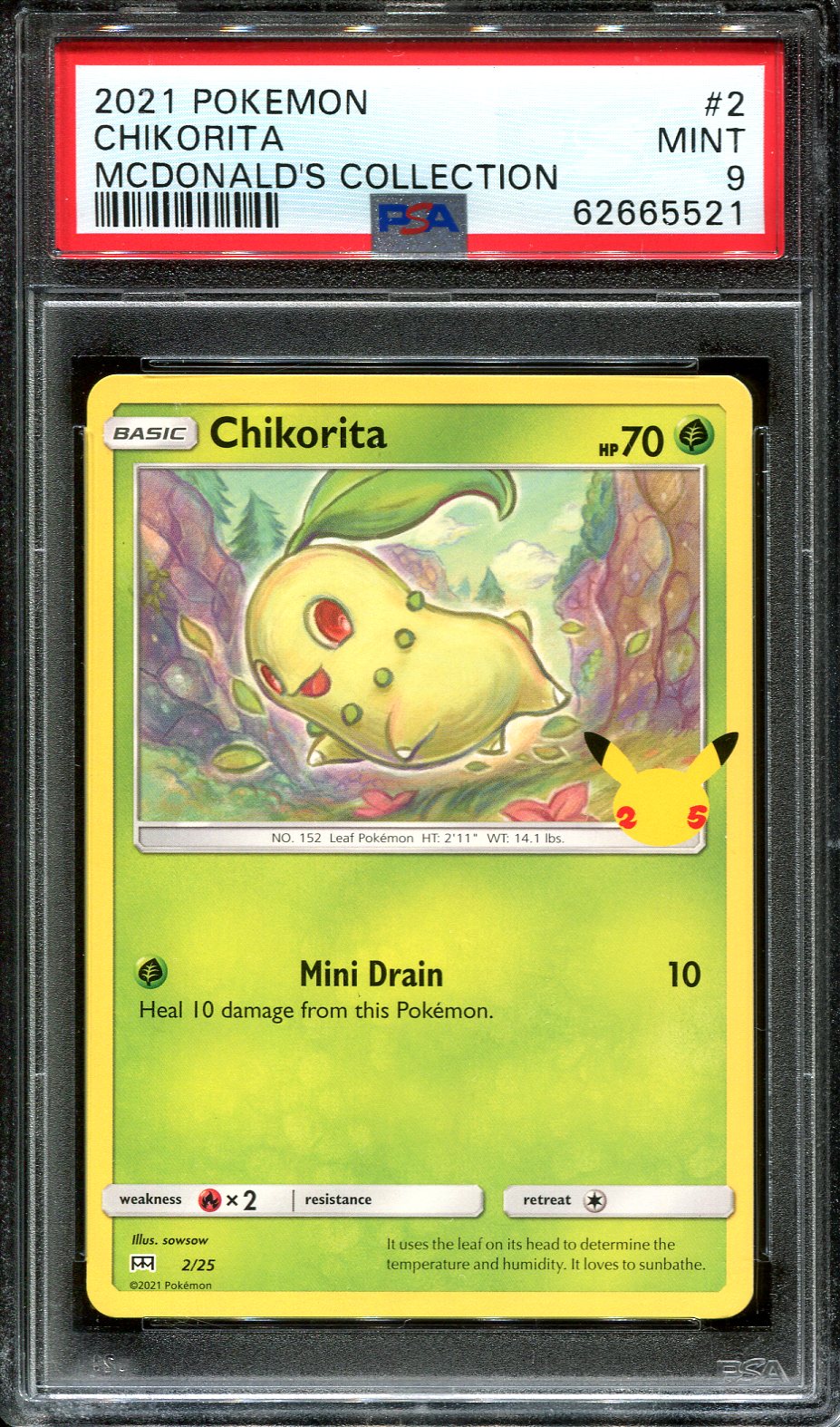 CHIKORITA 2/25 POKEMON PSA 9 MCDONALDS COLLECTION