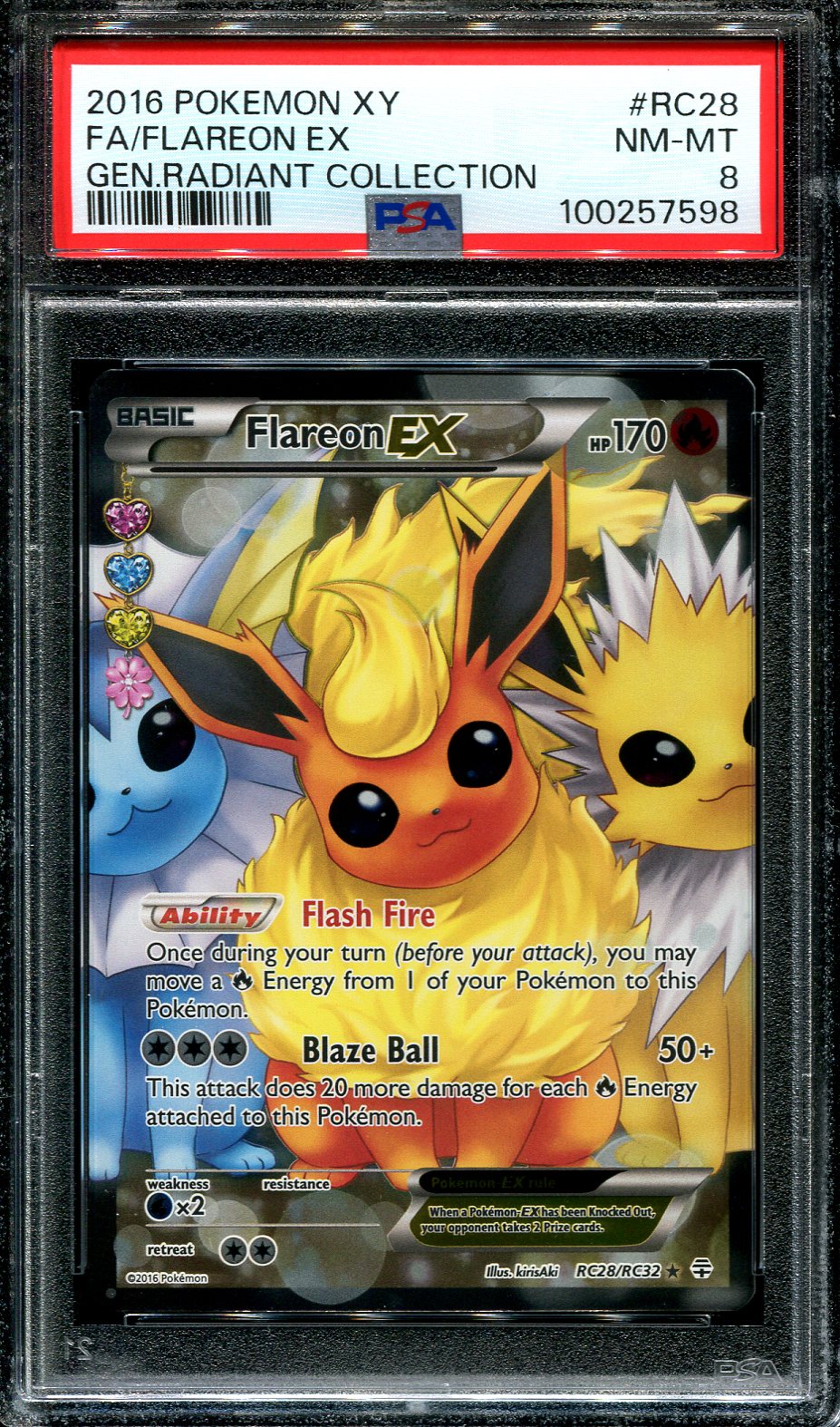 FLAREON EXRC28/RC32 POKEMON PSA 8 GENERATIONS RADIANT COLLECTION FULL ART