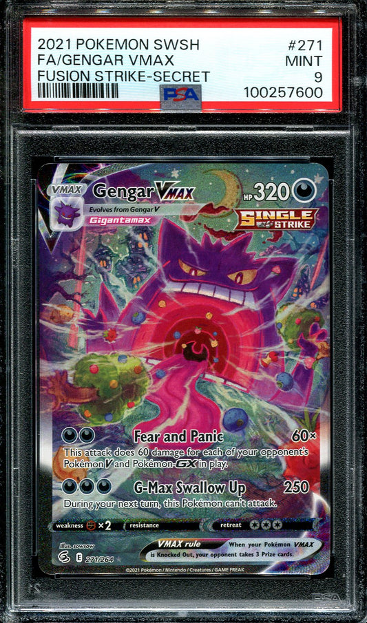 GENGAR VMAX 271/264 POKEMON PSA 9 FUSION STRIKE ALTERNATE ART