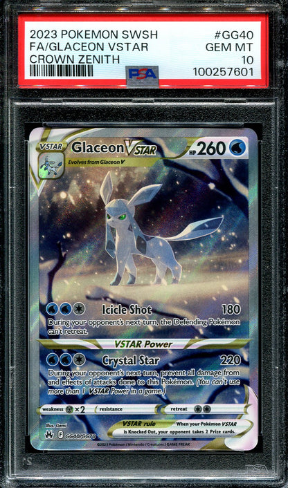 GLACEON VSTAR GG40/GG70 POKEMON PSA 10 CROWN ZENITH FULL ART