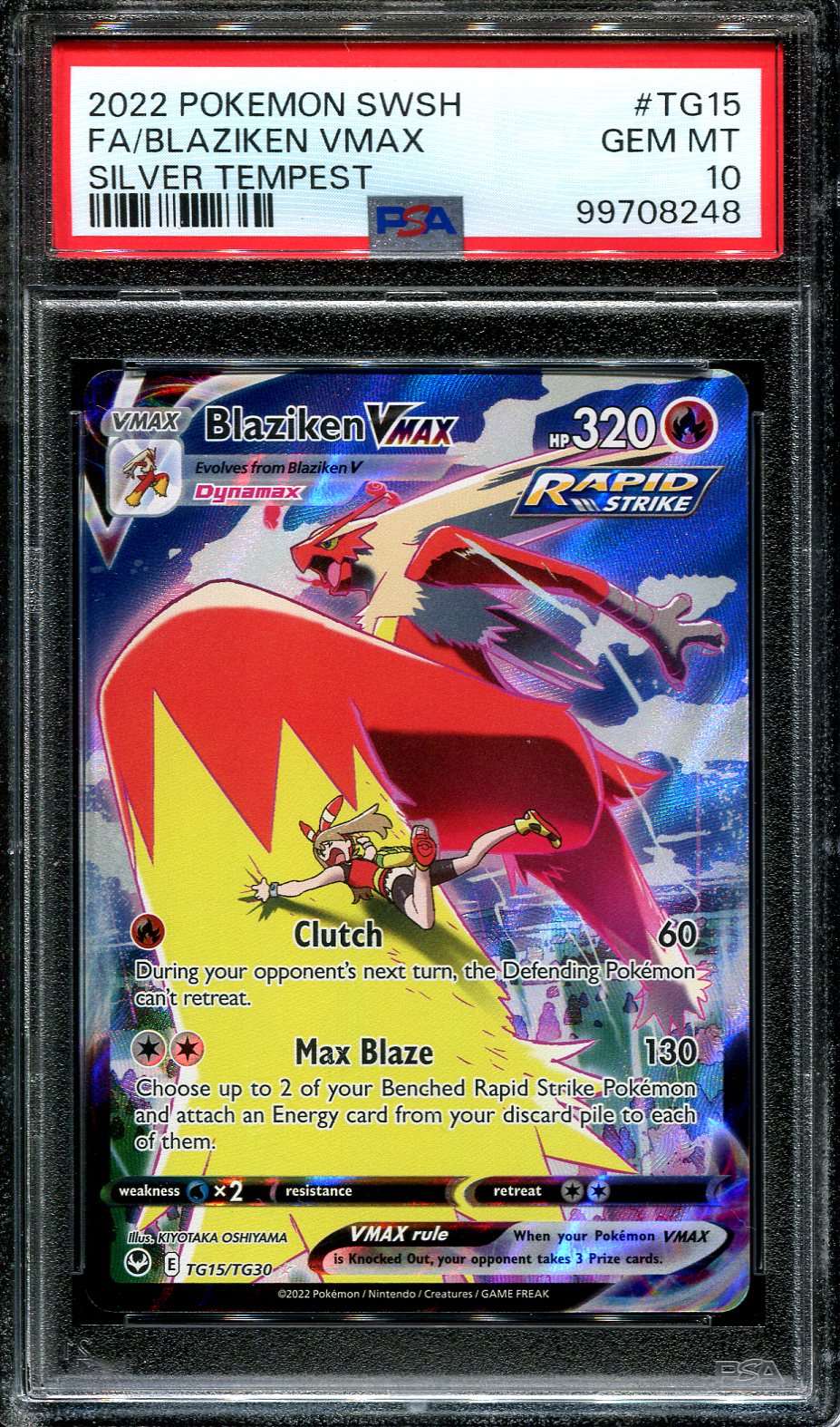 BLAZIKEN VMAX TG15/TG30 POKEMON PSA 10 SILVER TEMPEST TRAINER GALLERY