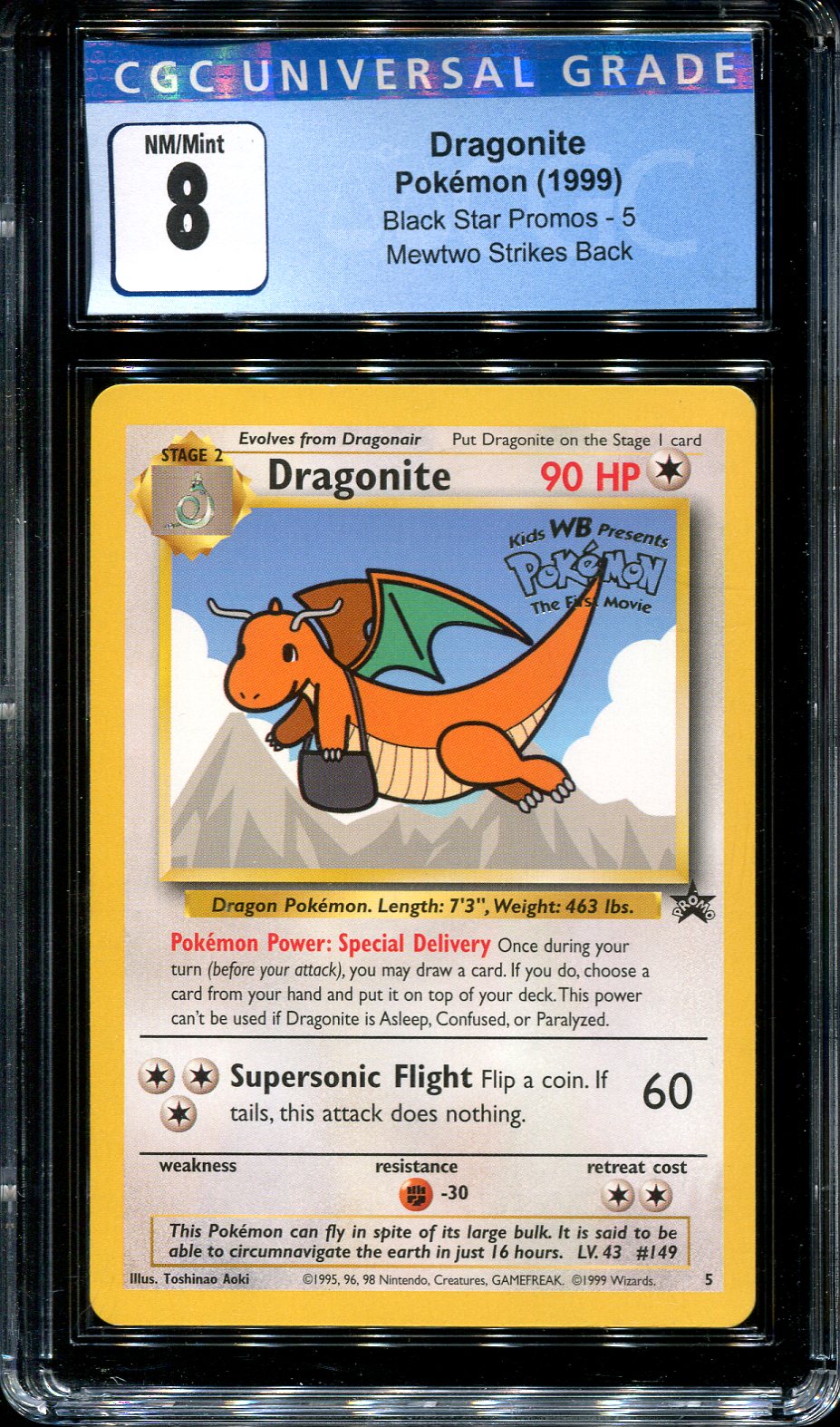 DRAGONITE 5 POKEMON CGC 8 PROMO MEWTWO STRIKES BACK STAMPED