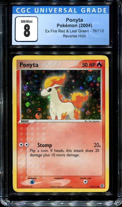 PONYTA 76/112 POKEMON CGC 8 EX FIRE RED LEAF GREEN REVERSE HOLO