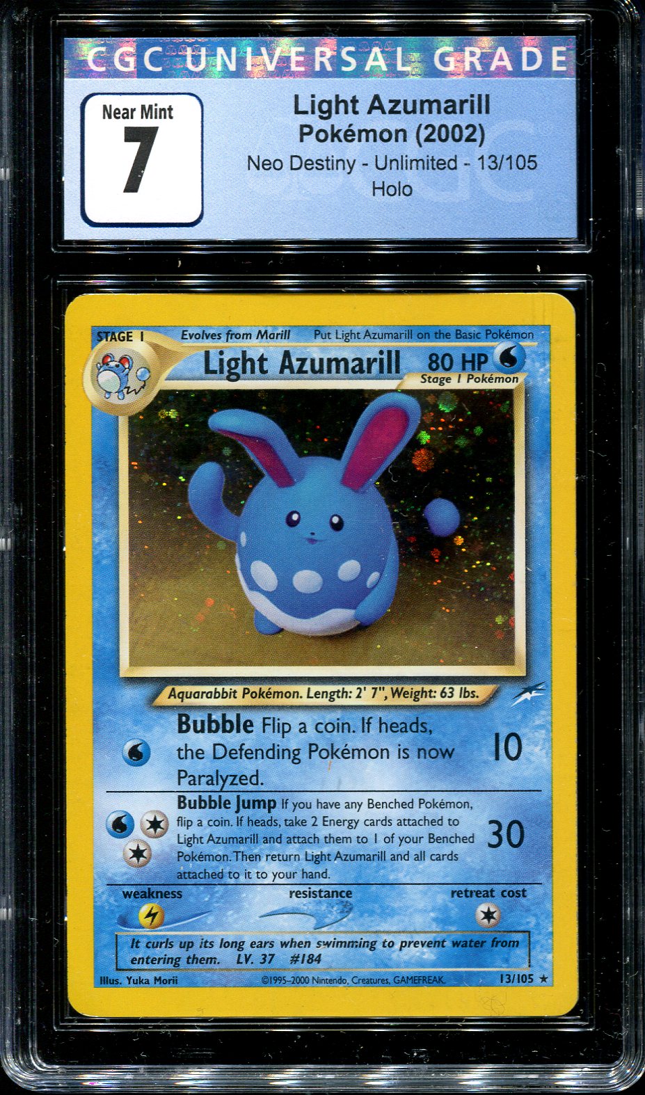 LIGHT AZUMARILL 13/105 POKEMON CGC 7 NEO DESTINY HOLO