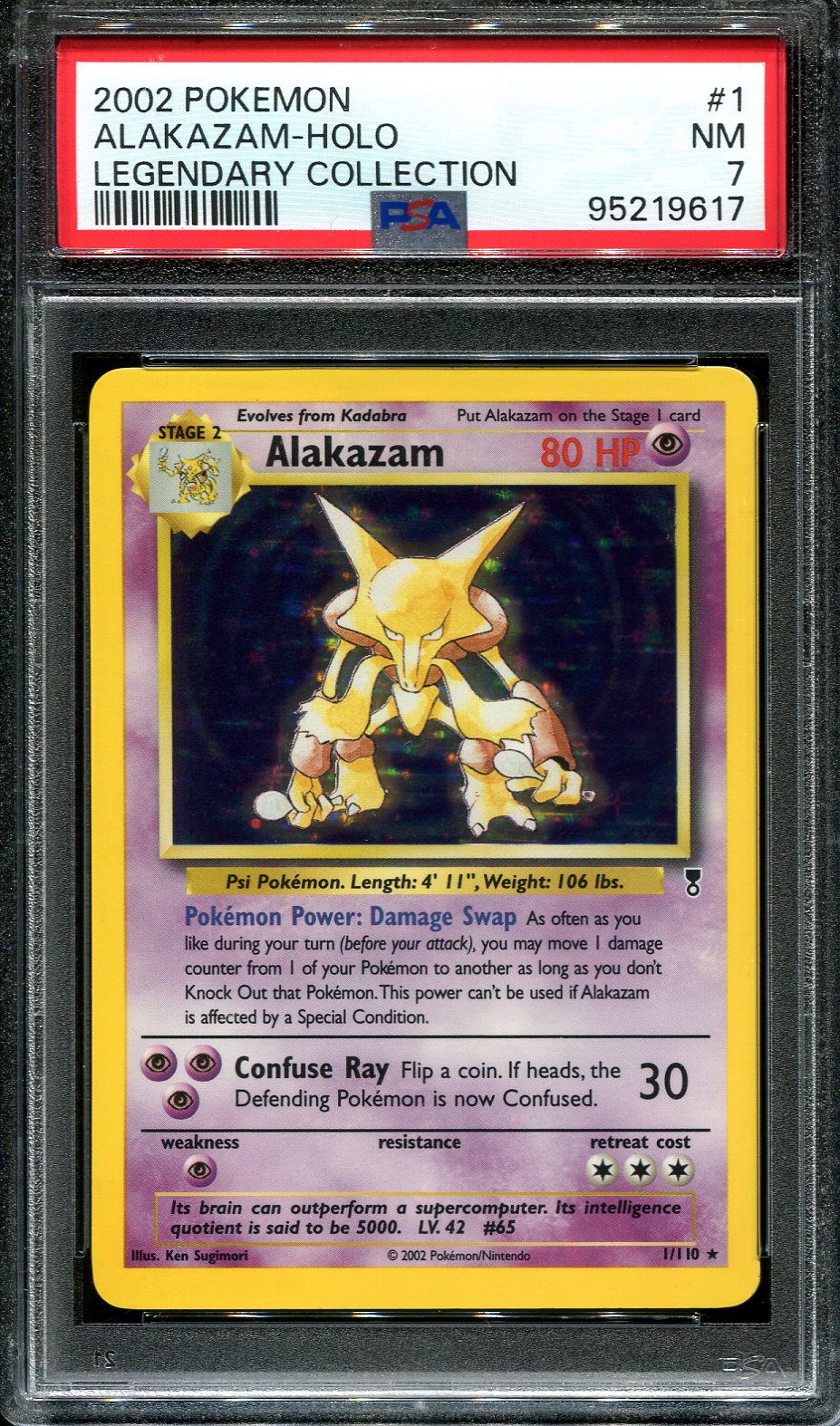 ALAKAZAM 1/110 POKEMON PSA 7 LEGENDARY COLLECTION HOLO