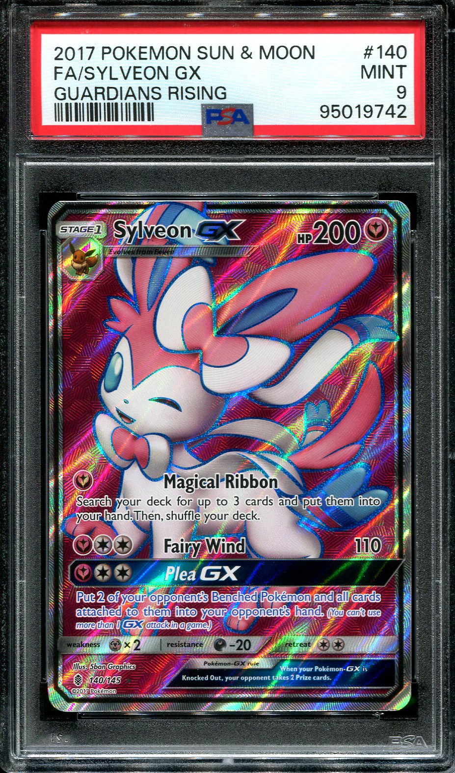 SYLVEON GX 140/145 POKEMON PSA 9 GUARDIANS RISING FULL ART