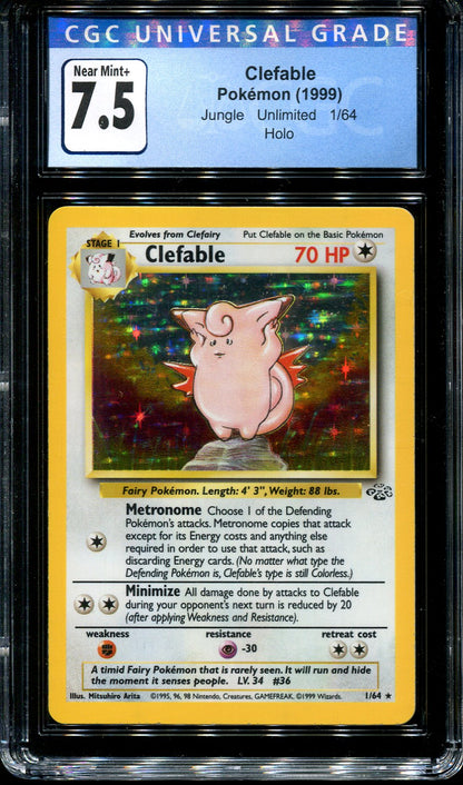 CLEFABLE 1/64 POKEMON CGC 7.5 JUNGLE HOLO