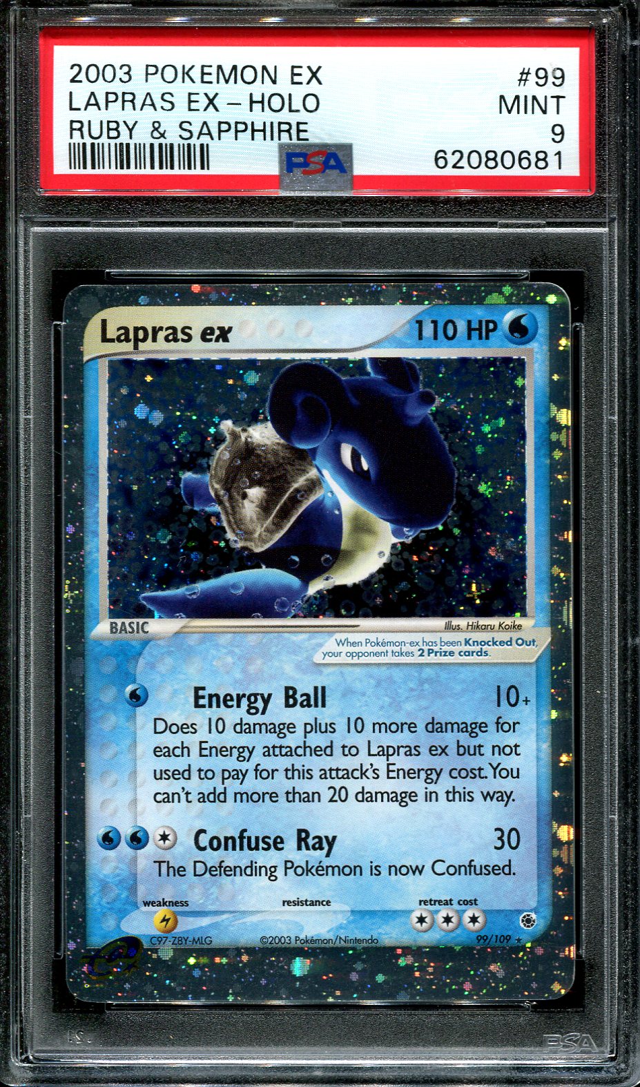 LAPRAS EX 99/109 PSA 9 POKEMON EX RUBY & SAPPHIRE HOLO