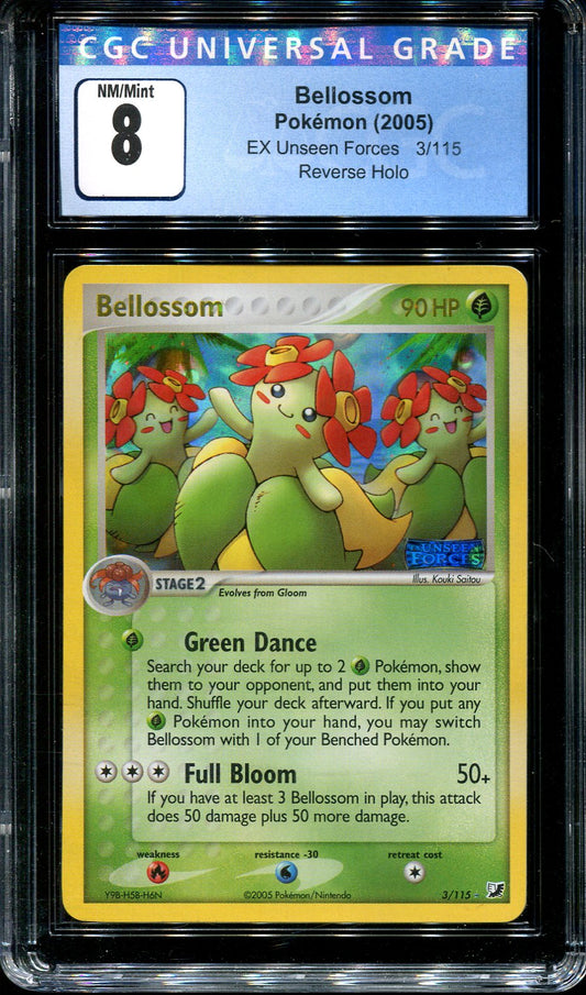 BELLOSSOM 3/115 POKEMON CGC 8 EX UNSEEN FORCES REVERSE HOLO