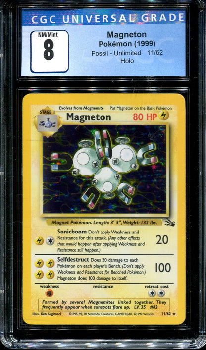 MAGNETON 11/62 POKEMON CGC 8 FOSSIL HOLO