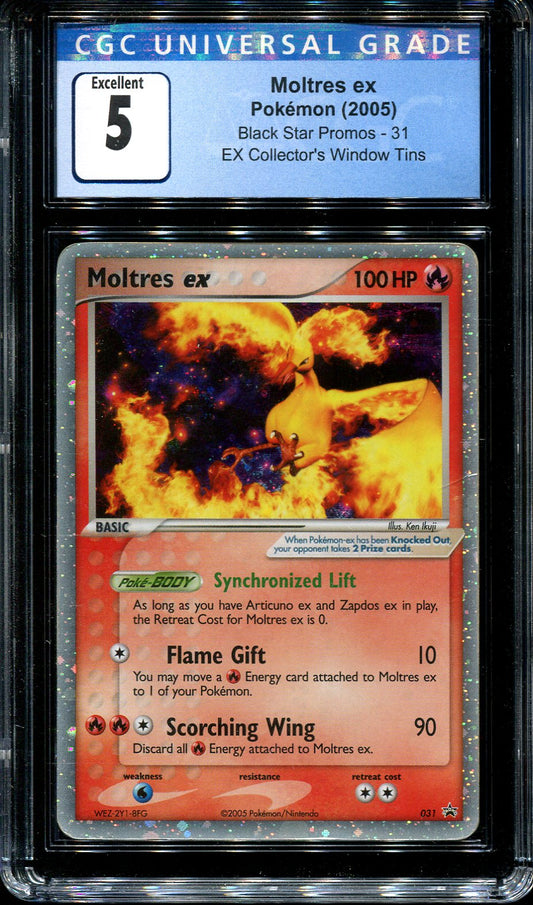 MOLTRES EX 31 POKEMON CGC 5 EX COLLECTORS WINDOW TINS BLACK STAR PROMO