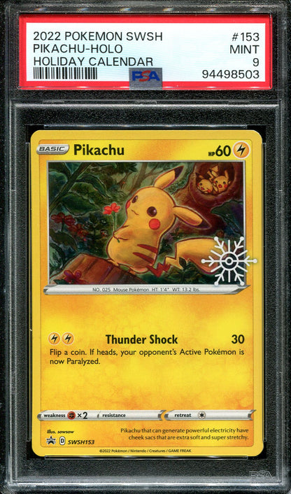 PIKACHU SWSH153 POKEMON PSA 9 HOLIDAY CALENDAR HOLO