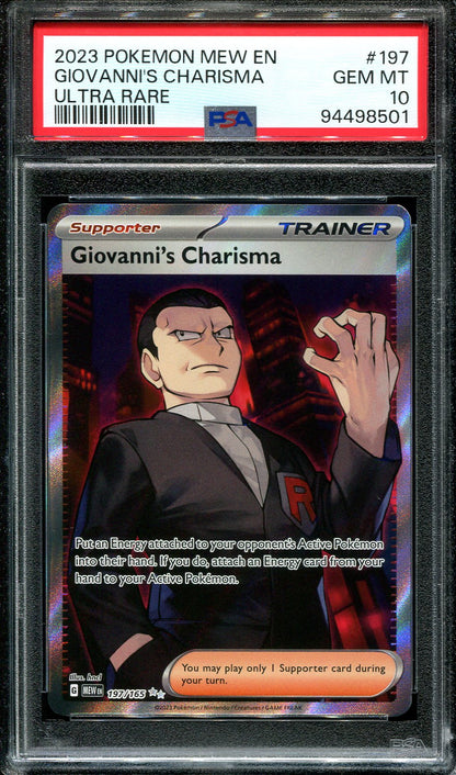 GIOVANNI'S CHARISMA 197/165 POKEMON PSA 10 POKEMON 151 FULL ART