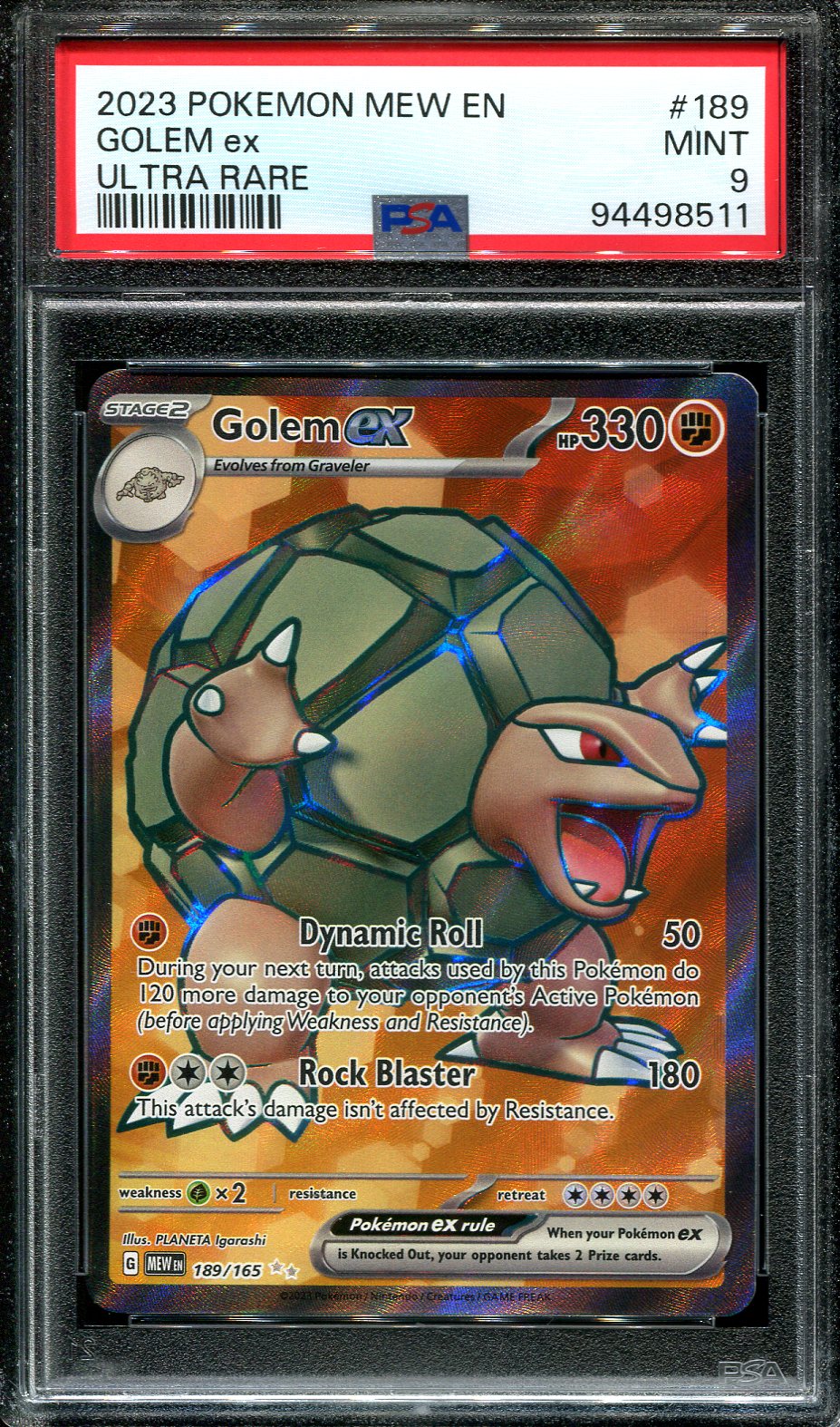 GOLEM GX 189/165 POKEMON PSA 9 POKEMON 151 FULL ART