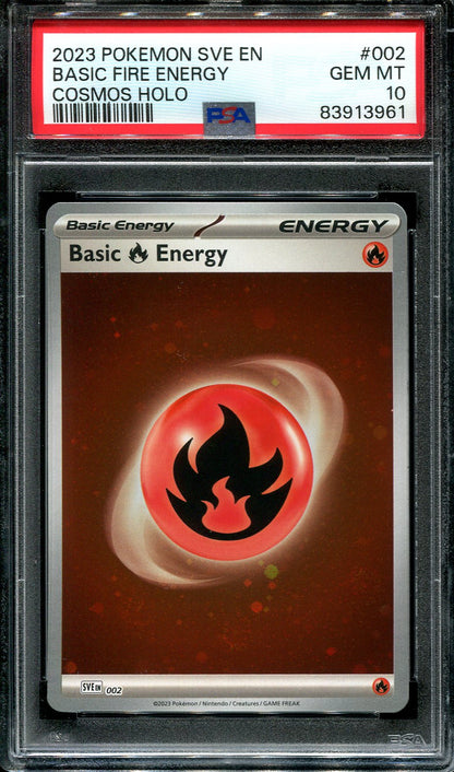 BASIC FIRE ENERGY 002 POKEMON PSA 10 POKEMON 151 COSMOS HOLO