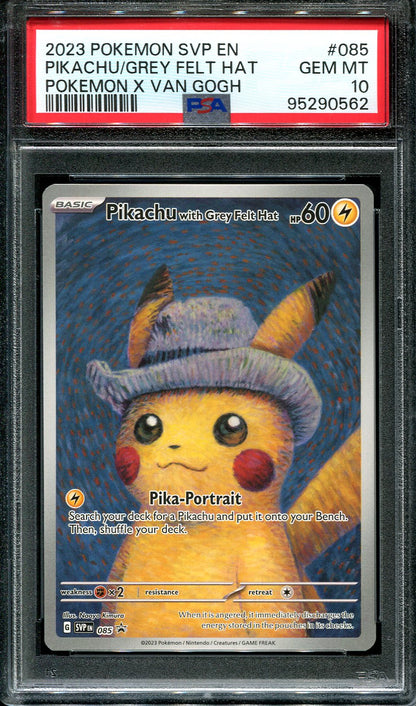 PIKACHU WITH GREY FELT HAT 085 POKEMON PSA 10 POKEMON X VAN GOGH PROMO