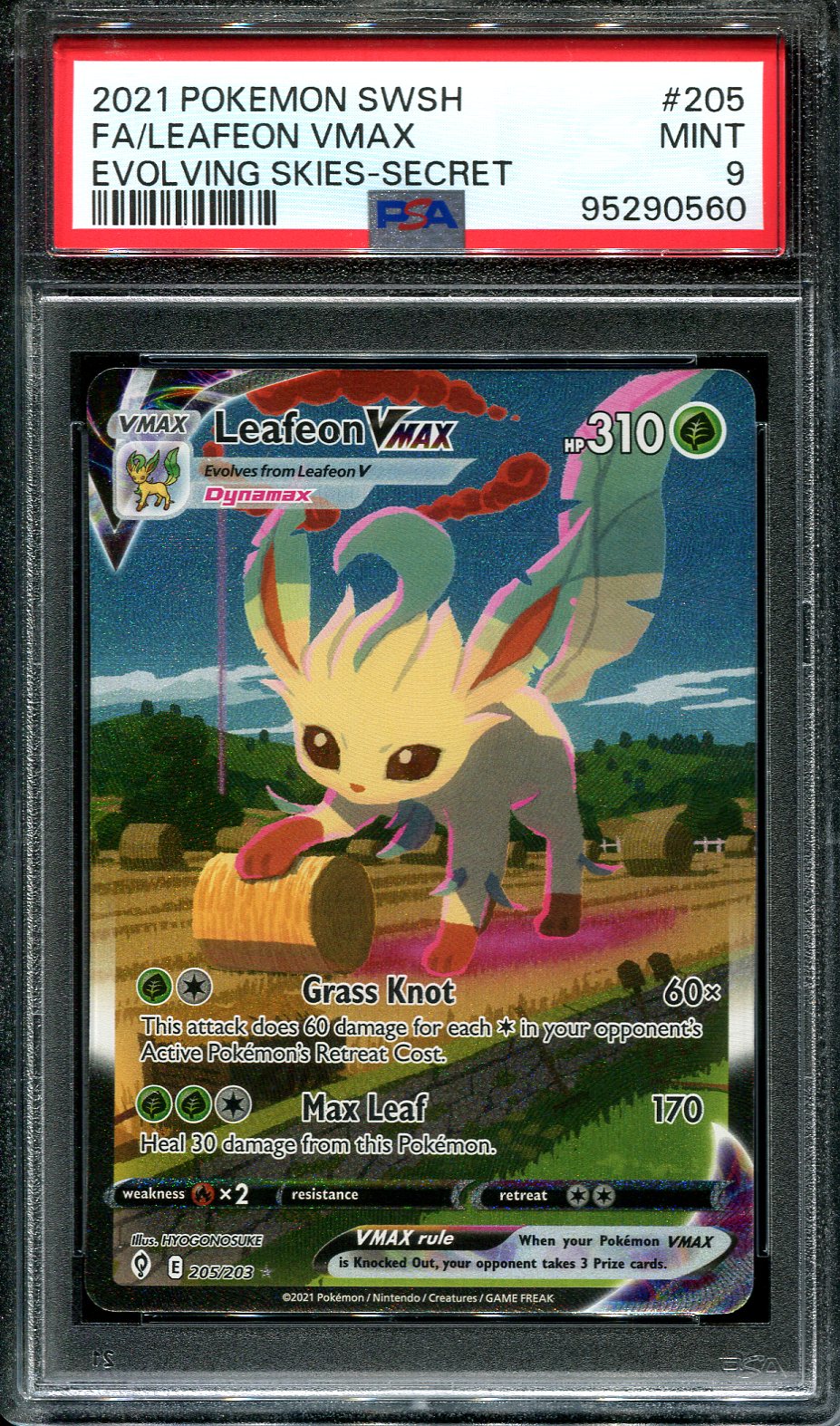 LEAFEON VMAX 205/203 POKEMON PSA 9 EVOLVING SKIES ALTERNATE ART