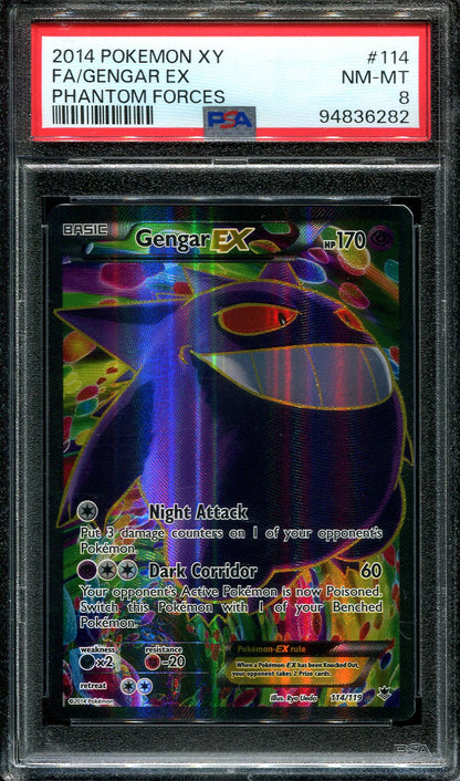 GENGAR EX 114/119 POKEMON PSA 8 XY PHANTOM FORCES FULL ART